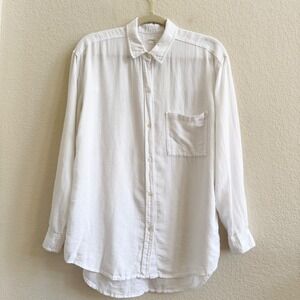 Community Aritzia Mens White Cotton Linen Button Up Shirt Long Sleeve Small